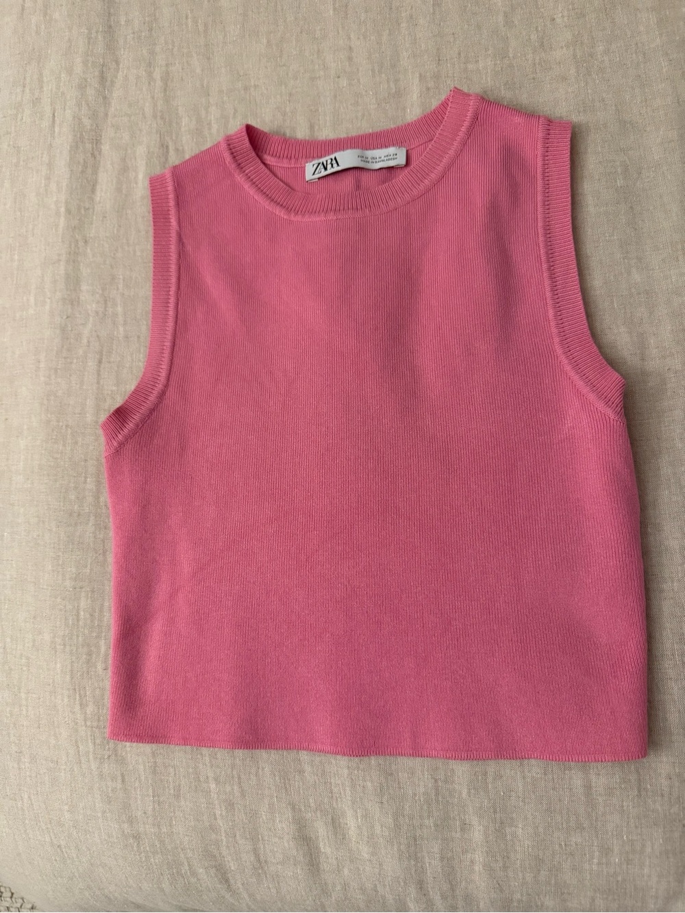 Zara Pink Knit Sleeveless Tank Top